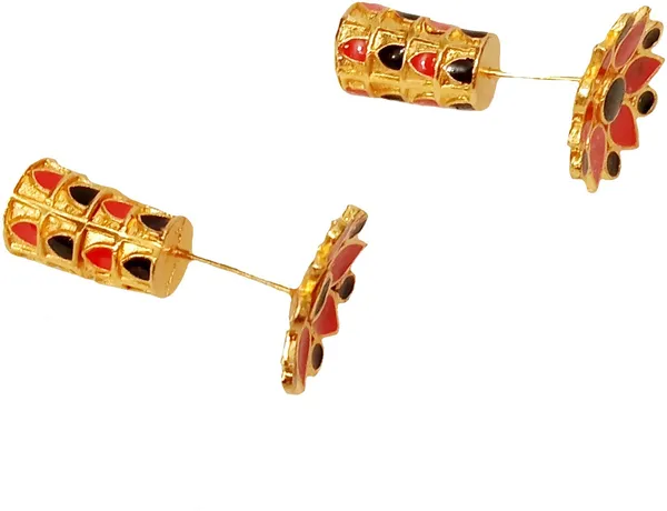 Assamese_Traditional_Copper_Gold_Plated_Red_Black_Colour_Thuria_Stud_Earring_For_Girls_&_Women